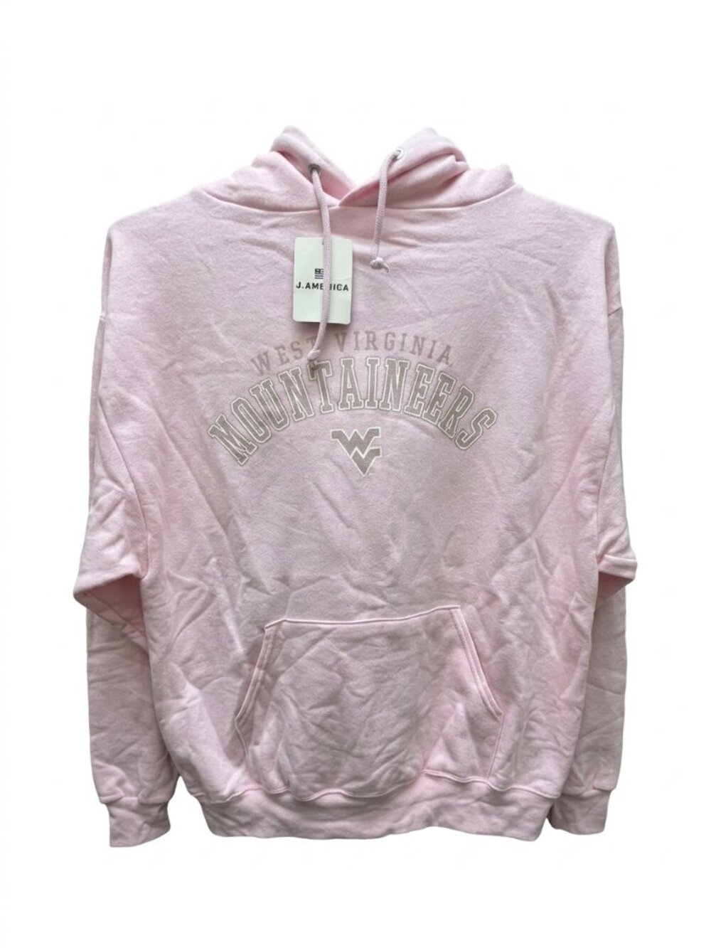 WVU West Virginia Mountaineers Pink Collegiate Sweatshirt Hoodie NWT - Size M - Picture 2 of 4